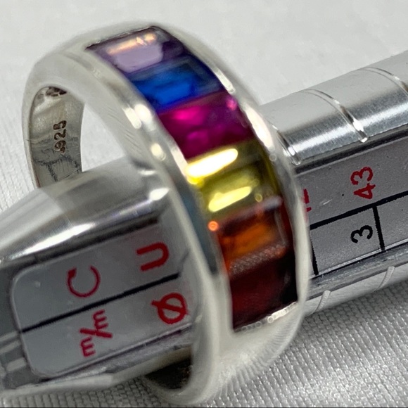 Rainbow stone Tysis .925 sterling ring size 8.75 - Picture 2 of 8